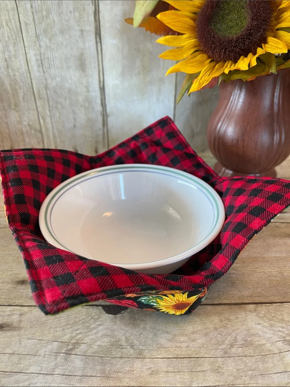 Microwave Bowl Cozy Fabric Bowl Fall/Autumn Sunflowers/Baking